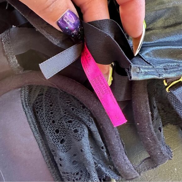 NWT seven til midnight lace S&M bondage lace & lame crotchless black teddy Sz L - Picture 10 of 10
